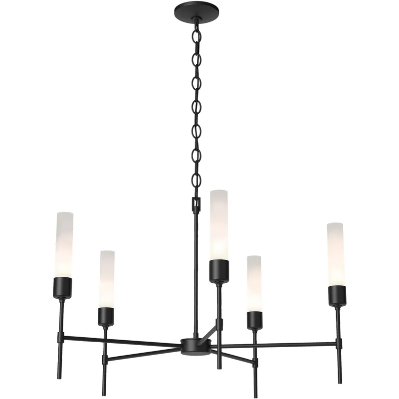 Vela 5 Light 30.3 inch Black Chandelier Ceiling Light in Frosted
