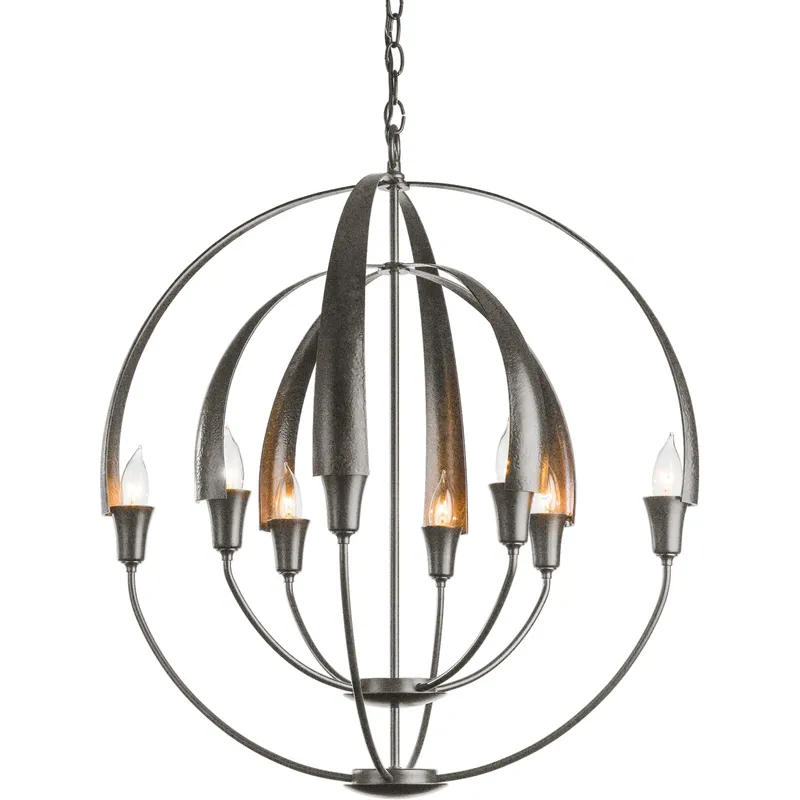 Double Cirque 8 Light 25.4 inch Natural Iron Chandelier Ceiling Light