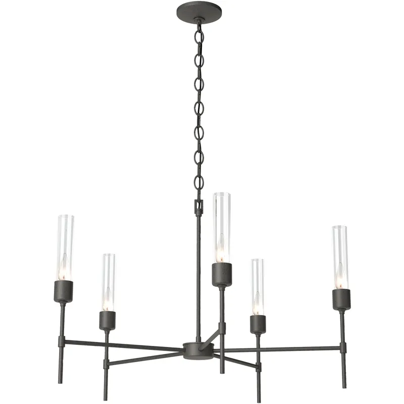 Vela 5 Light 30.3 inch Natural Iron Chandelier Ceiling Light in Clear