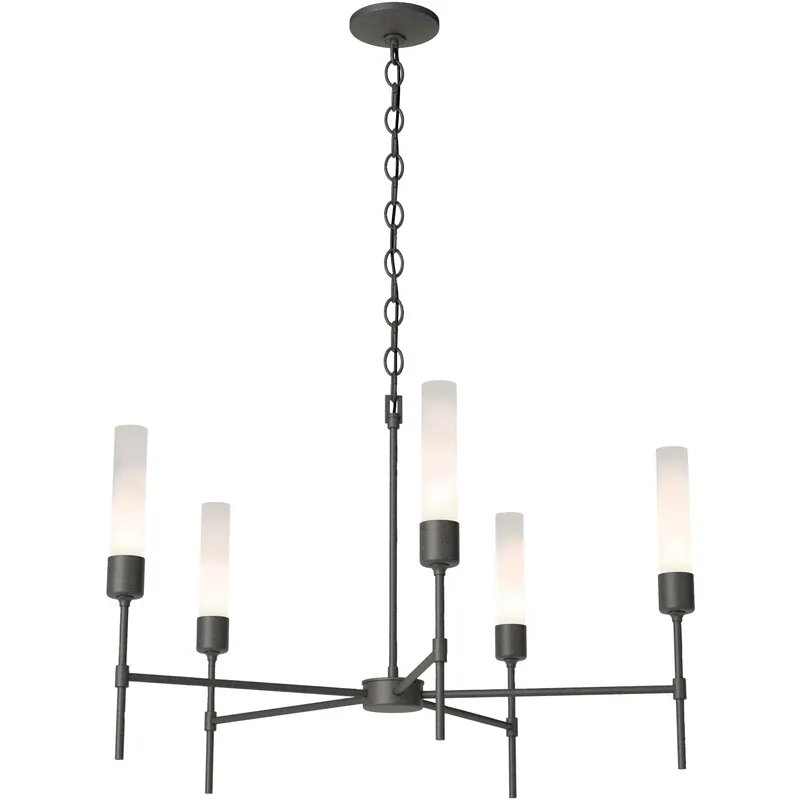 Vela 5 Light 30.3 inch Natural Iron Chandelier Ceiling Light in Frosted