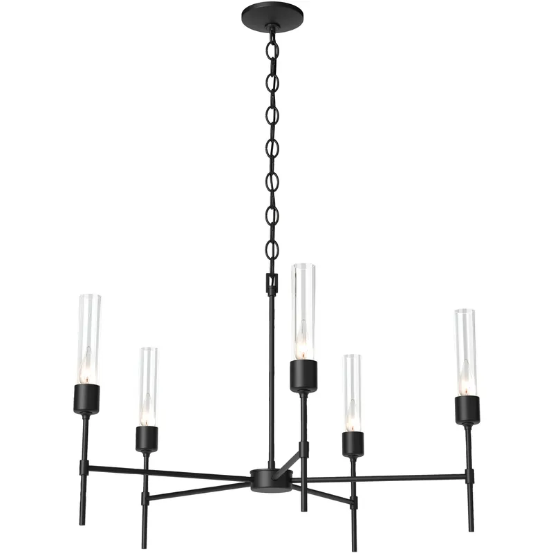 Vela 5 Light 30.3 inch Black Chandelier Ceiling Light in Clear