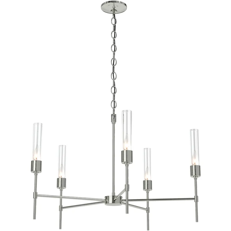 Vela 5 Light 30.3 inch Sterling Chandelier Ceiling Light in Clear, 5 Arm