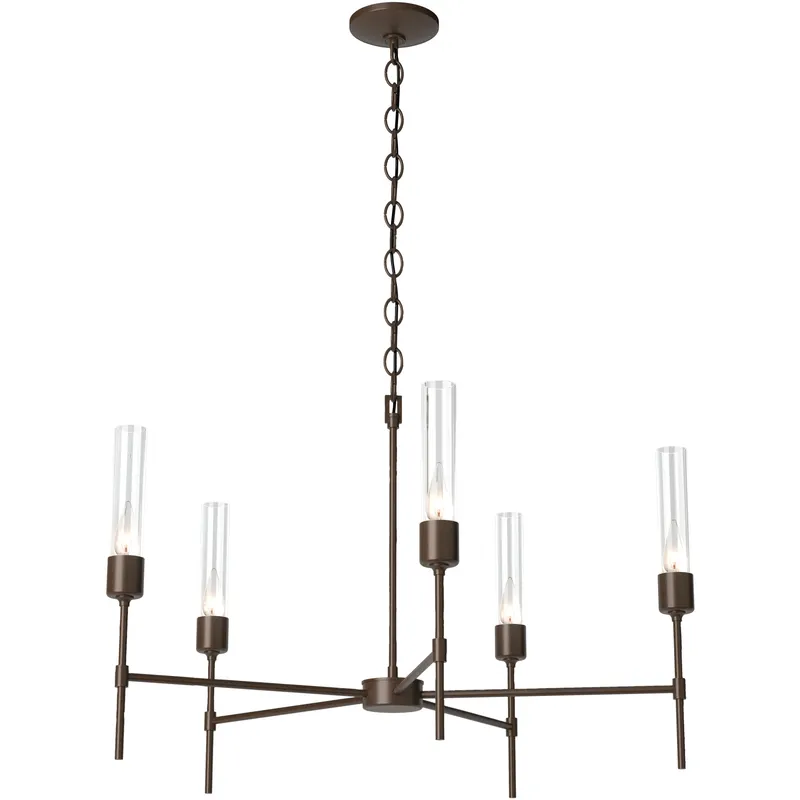 Vela 5 Light 30.3 inch White Chandelier Ceiling Light in Clear