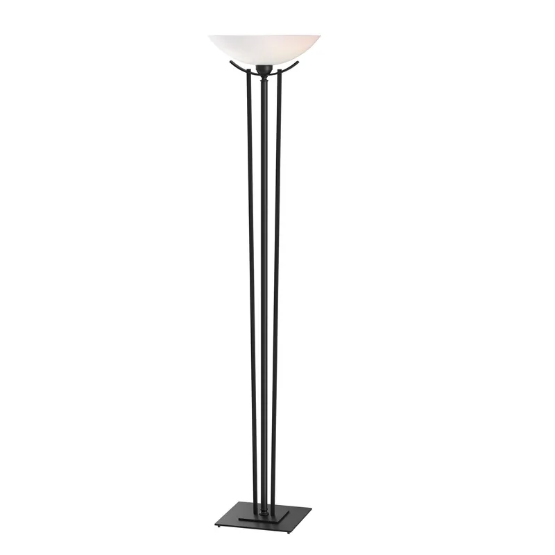 Taper 71 inch 150 watt Black Torchiere Portable Light in Opal