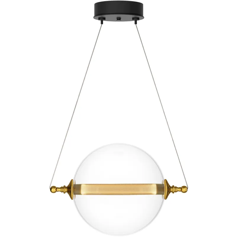 Otto LED 16.1 inch Black with Brass Accents Mini Pendant Ceiling Light, Sphere