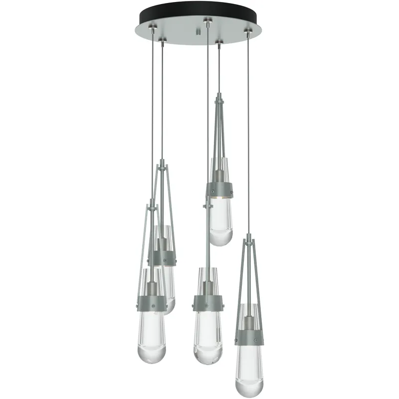Link 5 Light 13 inch Vintage Platinum Pendant Ceiling Light, Long