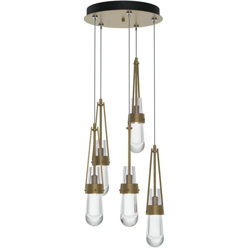 Link 5 Light 13 inch Soft Gold Pendant Ceiling Light, Long