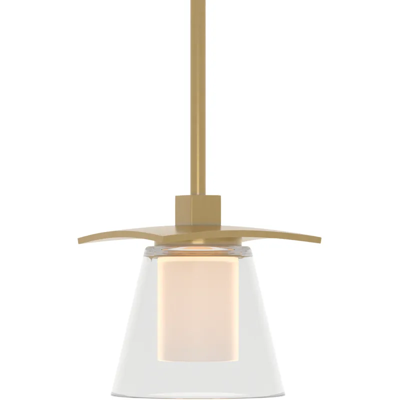 Wren 1 Light 5.1 inch Modern Brass Mini Pendant Ceiling Light in Clear with Opal