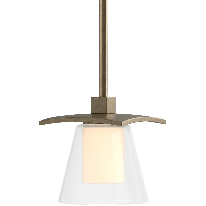 Wren 1 Light 5.1 inch Soft Gold Mini Pendant Ceiling Light in Clear with Opal