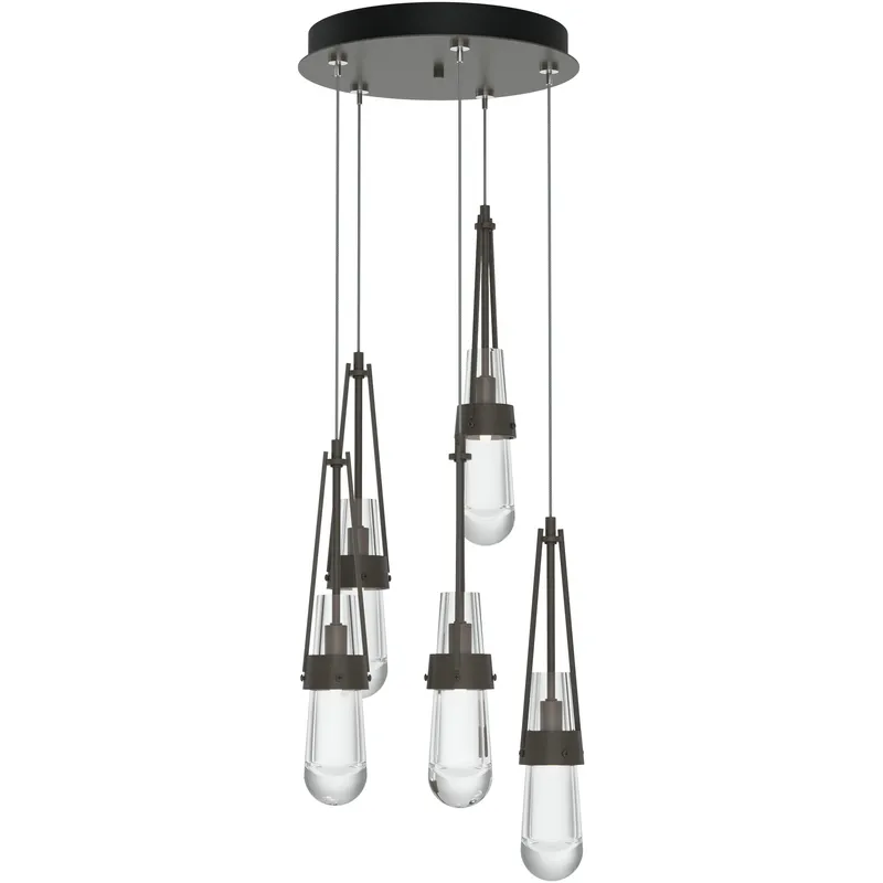 Link 5 Light 13 inch Dark Smoke Pendant Ceiling Light, Long