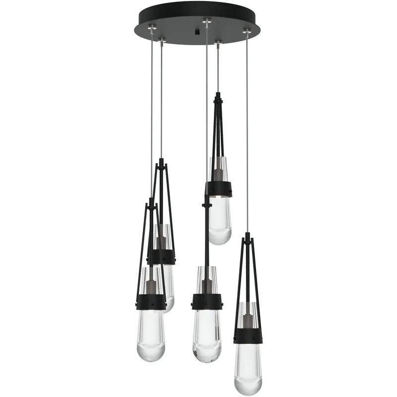 Link 5 Light 13 inch Black Pendant Ceiling Light, Long