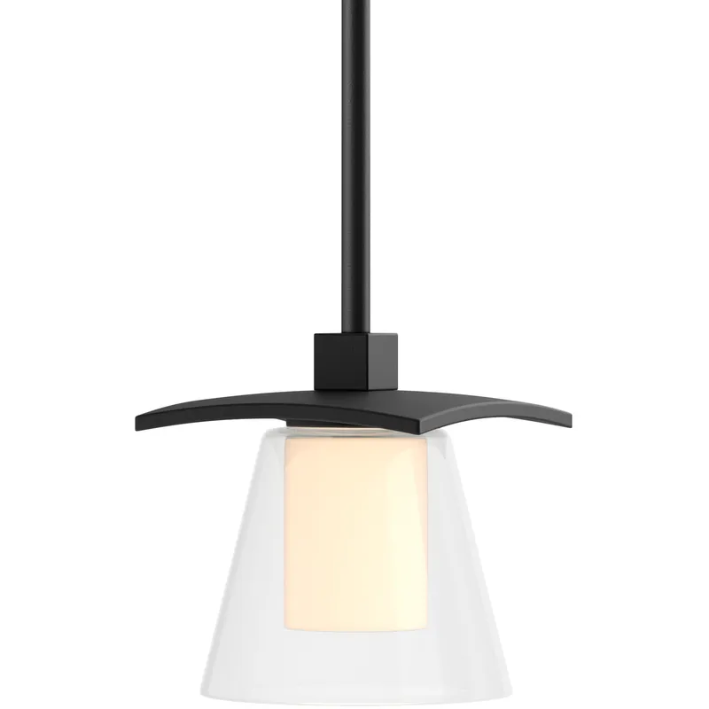 Wren 1 Light 5.1 inch Black Mini Pendant Ceiling Light in Clear with Opal