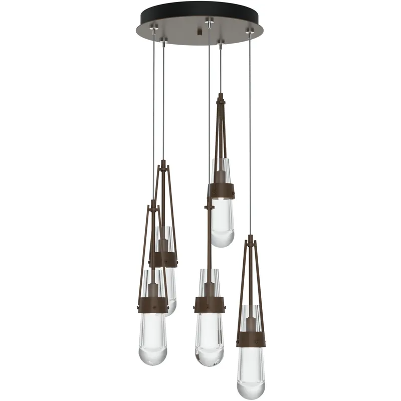 Link 5 Light 13 inch Bronze Pendant Ceiling Light, Long