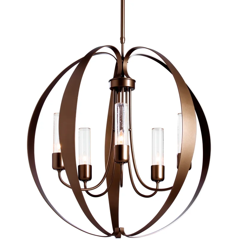 Pomme 5 Light 30.4 inch Coastal Bronze Outdoor Pendant in Seeded Clear