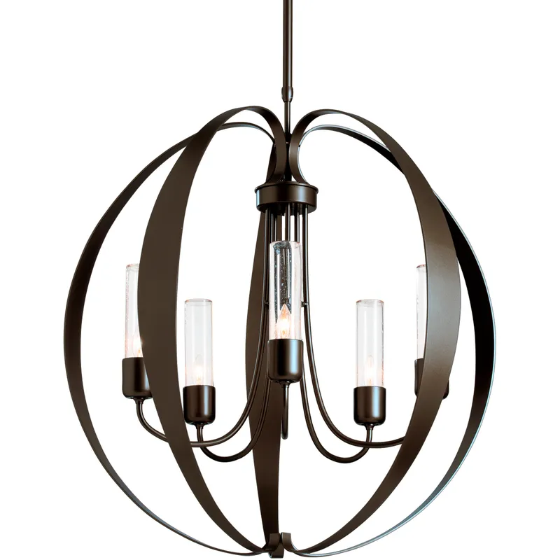 Pomme 5 Light 30.4 inch White Outdoor Pendant in Seeded Clear