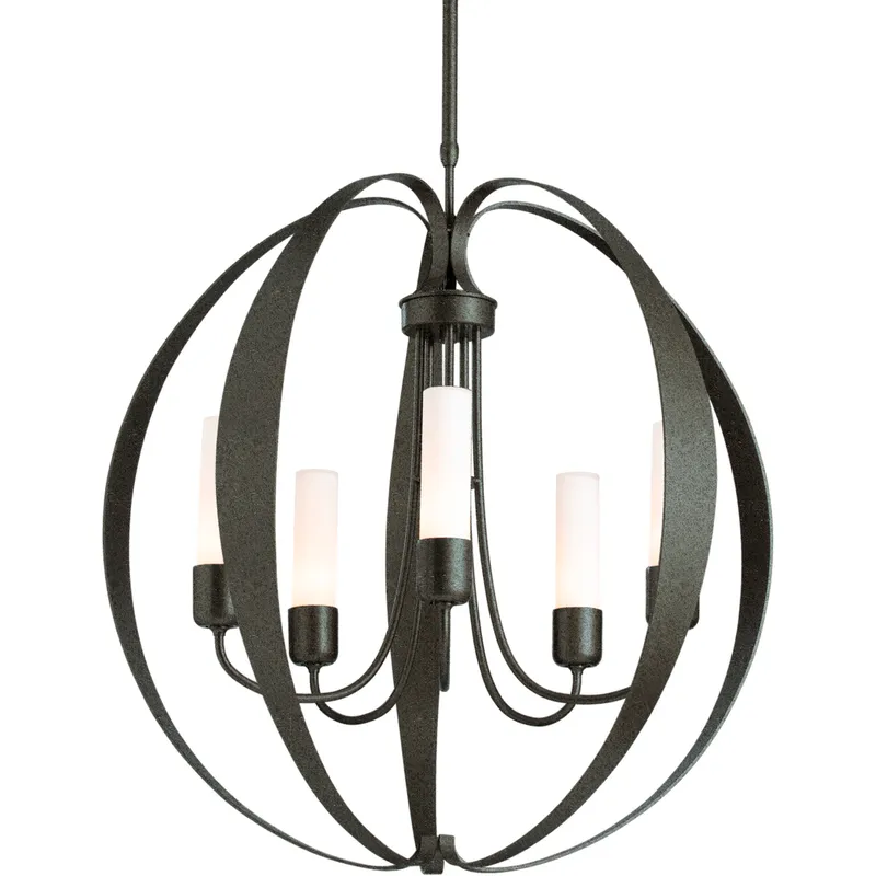 Pomme 5 Light 30.4 inch Natural Iron Outdoor Pendant in Opal