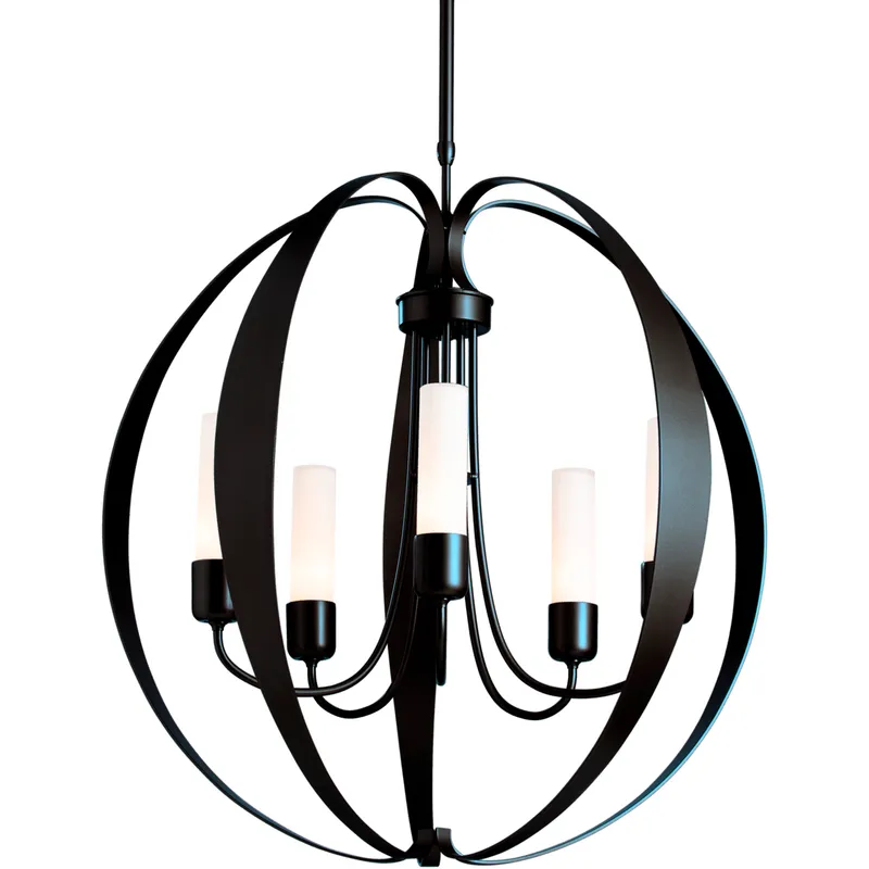 Pomme 5 Light 30.4 inch Coastal Black Outdoor Pendant in Opal