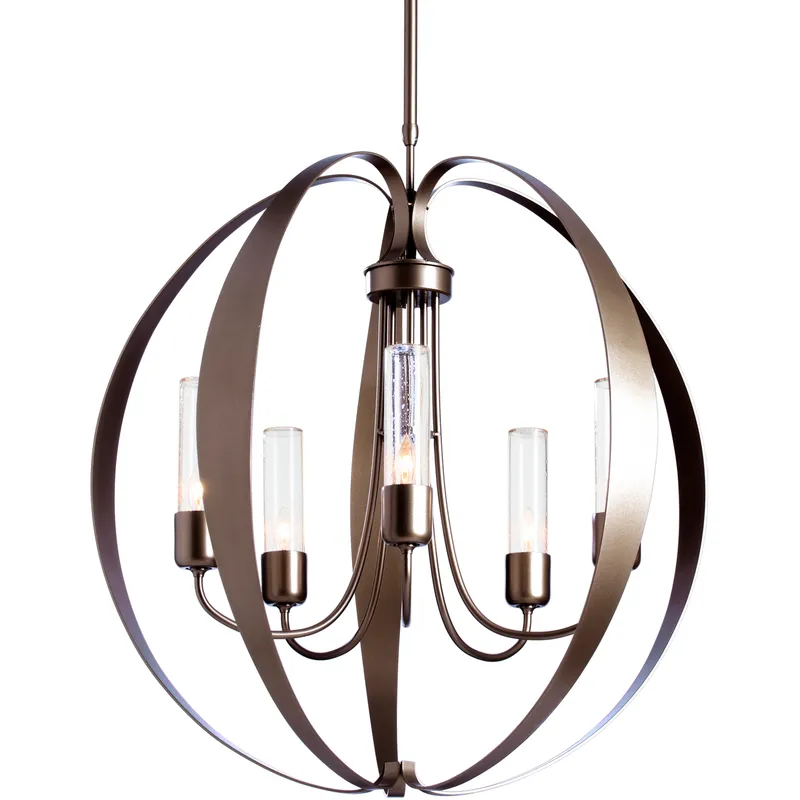 Pomme 5 Light 30.4 inch Coastal Dark Smoke Outdoor Pendant in Seeded Clear