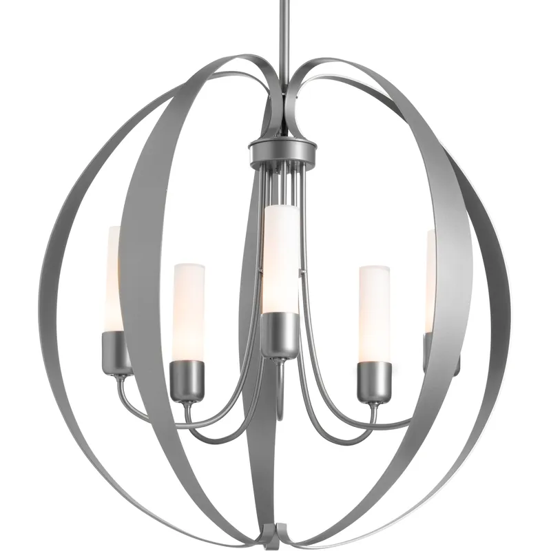 Pomme 5 Light 30.4 inch Coastal Burnished Steel Outdoor Pendant in Opal
