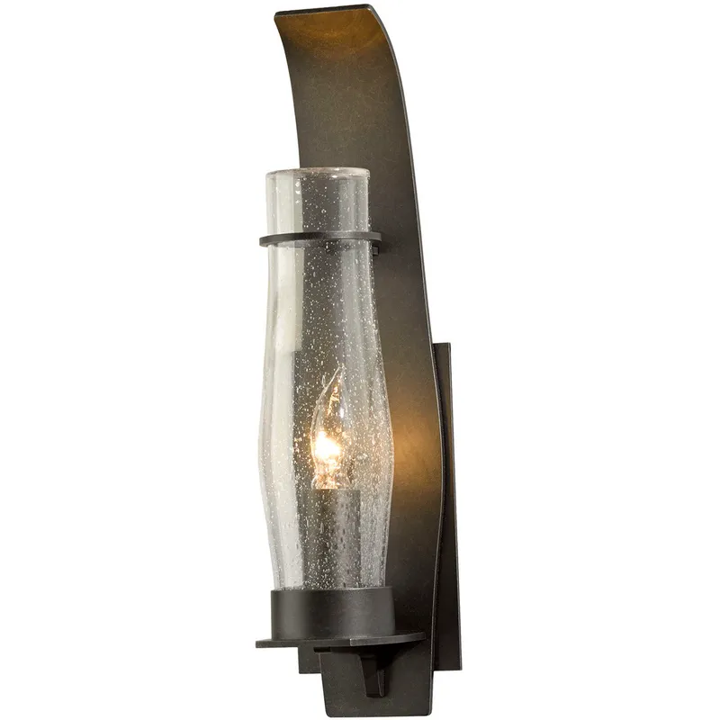 Sea Coast 1 Light 18.6 inch Coastal Black Outdoor Sconce in Seeded Clear