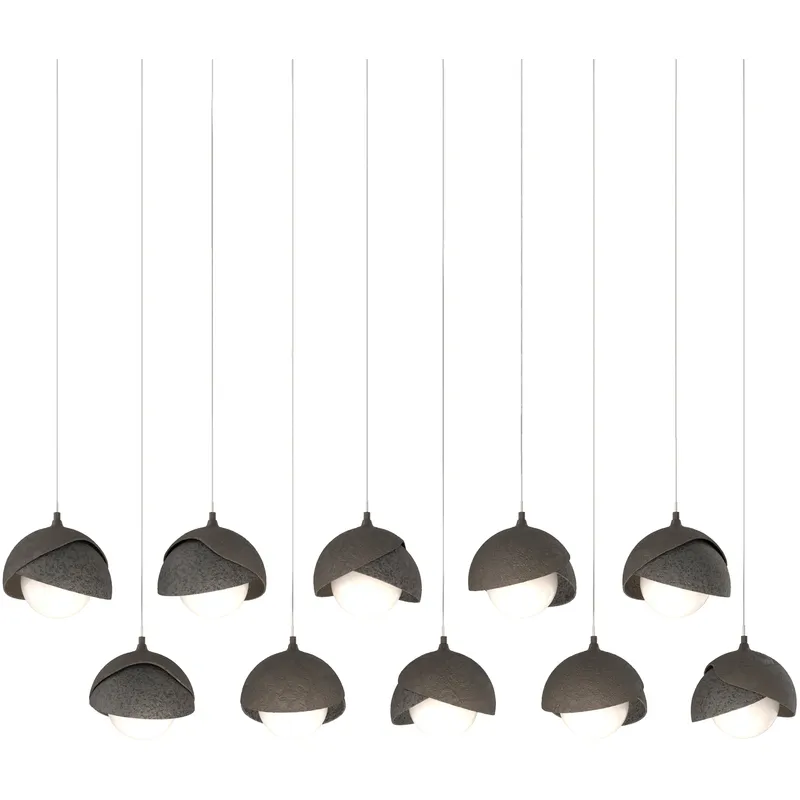 Brooklyn 10 Light 44.5 inch Dark Smoke with Natural Iron Pendant Ceiling Light in Dark Smoke/Natural Iron, Long