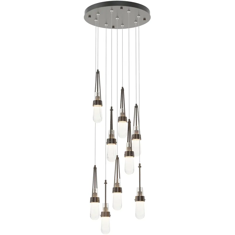 Link 9 Light 20.5 inch Oil Rubbed Bronze Pendant Ceiling Light in Clear Bubble, Standard