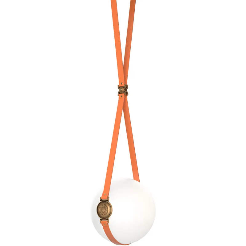 Derby LED 10.9 inch Black with Antique Brass Pendant Ceiling Light in Leather Chestnut/Non-Branded Plate, Black/Antique Brass, Short