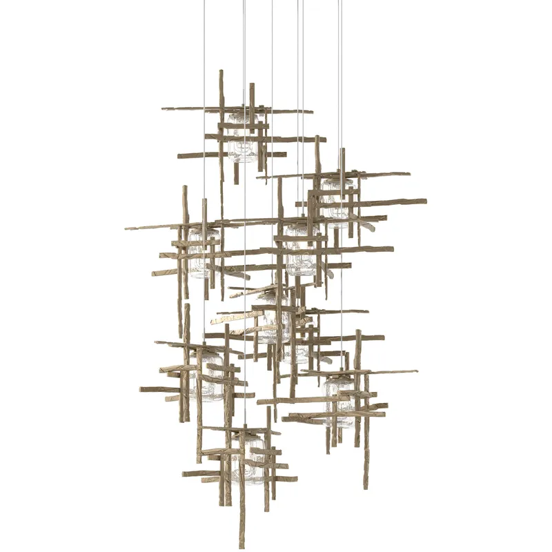 Tura 9 Light 29.6 inch Soft Gold Pendant Ceiling Light, Long