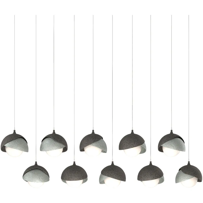 Brooklyn 10 Light 44.5 inch Natural Iron with Vintage Platinum Pendant Ceiling Light in Natural Iron/Vintage Platinum, Long