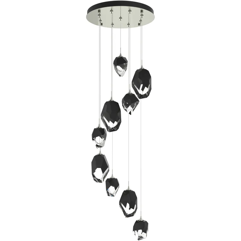 Chrysalis 9 Light 20.5 inch Sterling Pendant Ceiling Light in Black Crystal, Long