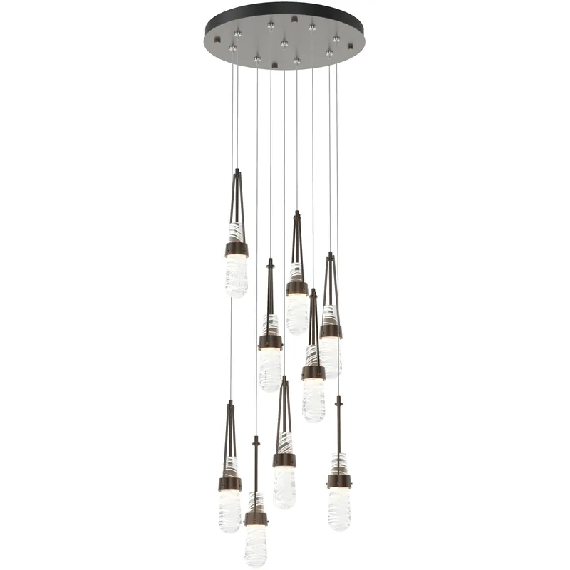 Link 9 Light 20.5 inch Oil Rubbed Bronze Pendant Ceiling Light in Clear with White Threading, Standard