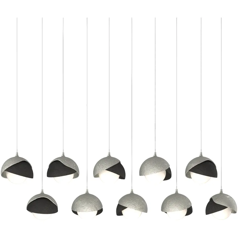 Brooklyn 10 Light 44.5 inch Sterling with Black Pendant Ceiling Light in Sterling/Black, Long