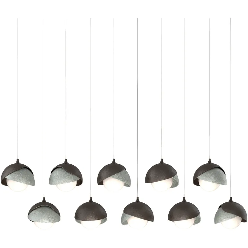Brooklyn 10 Light 44.5 inch Oil Rubbed Bronze with Vintage Platinum Pendant Ceiling Light in Oil Rubbed Bronze/Vintage Platinum, Long