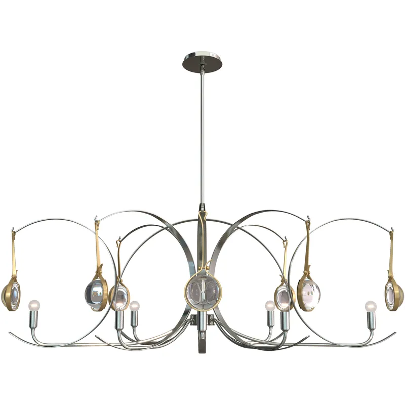 Optic 8 Light 50.6 inch Sterling and Modern Brass Oval Pendant Ceiling Light in Sterling/Modern Brass