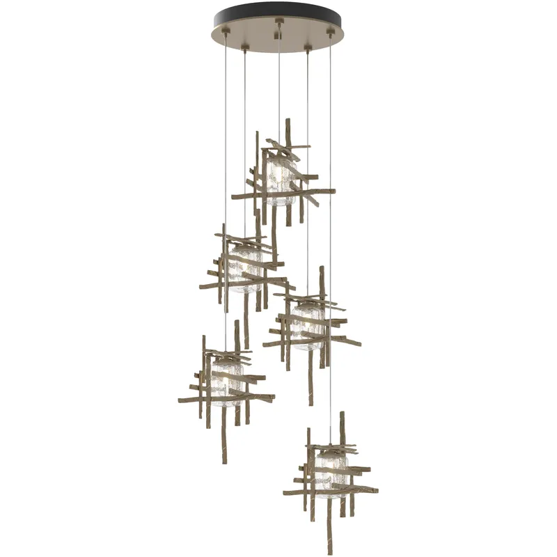 Tura 5 Light 27.3 inch Soft Gold Pendant Ceiling Light, Standard