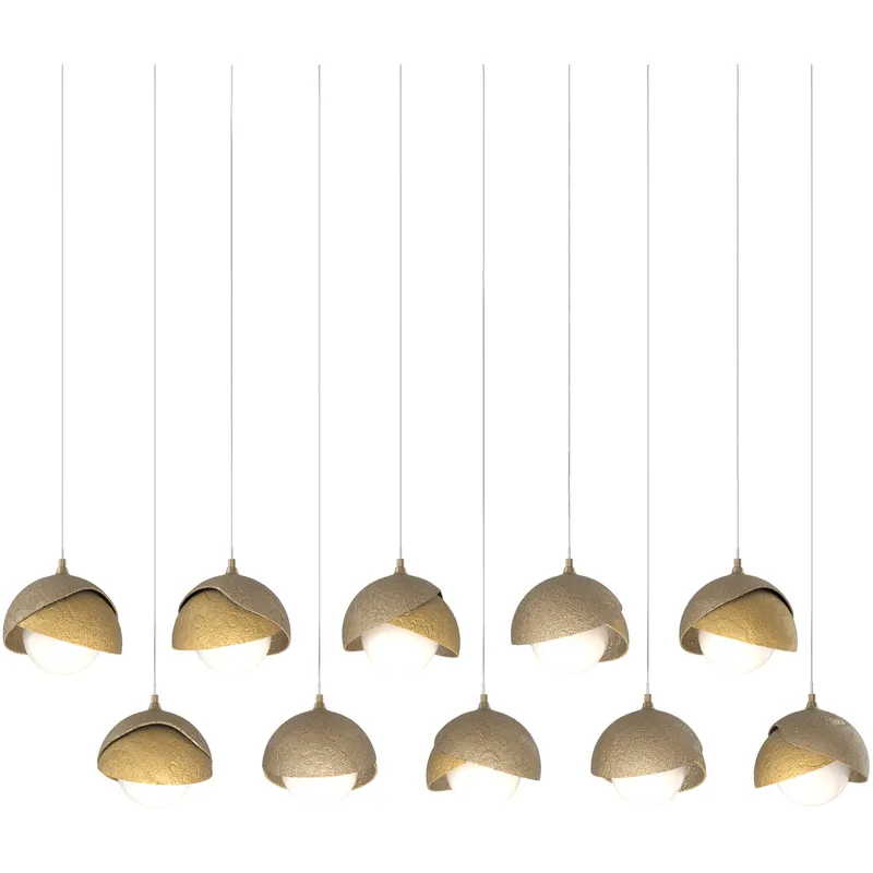 Brooklyn 10 Light 44.5 inch Soft Gold with Modern Brass Pendant Ceiling Light in Soft Gold/Modern Brass, Long