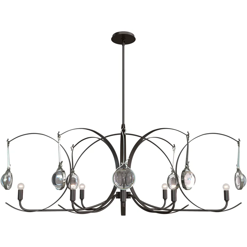 Optic 8 Light 50.6 inch Oil Rubbed Bronze and Sterling Oval Pendant Ceiling Light in Oil Rubbed Bronze/Sterling