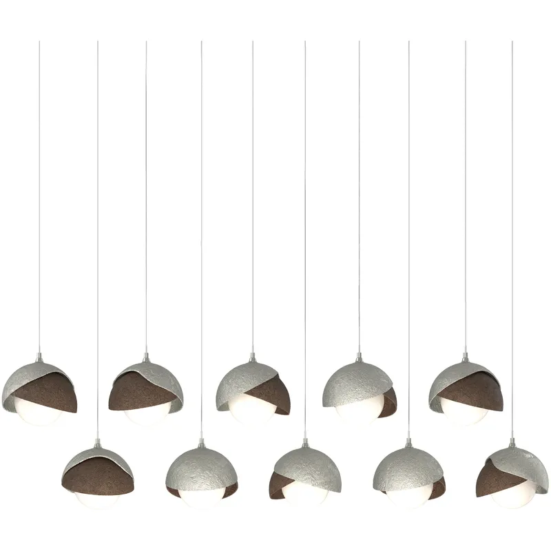 Brooklyn 10 Light 44.5 inch Sterling with Bronze Pendant Ceiling Light in Sterling/Bronze, Long
