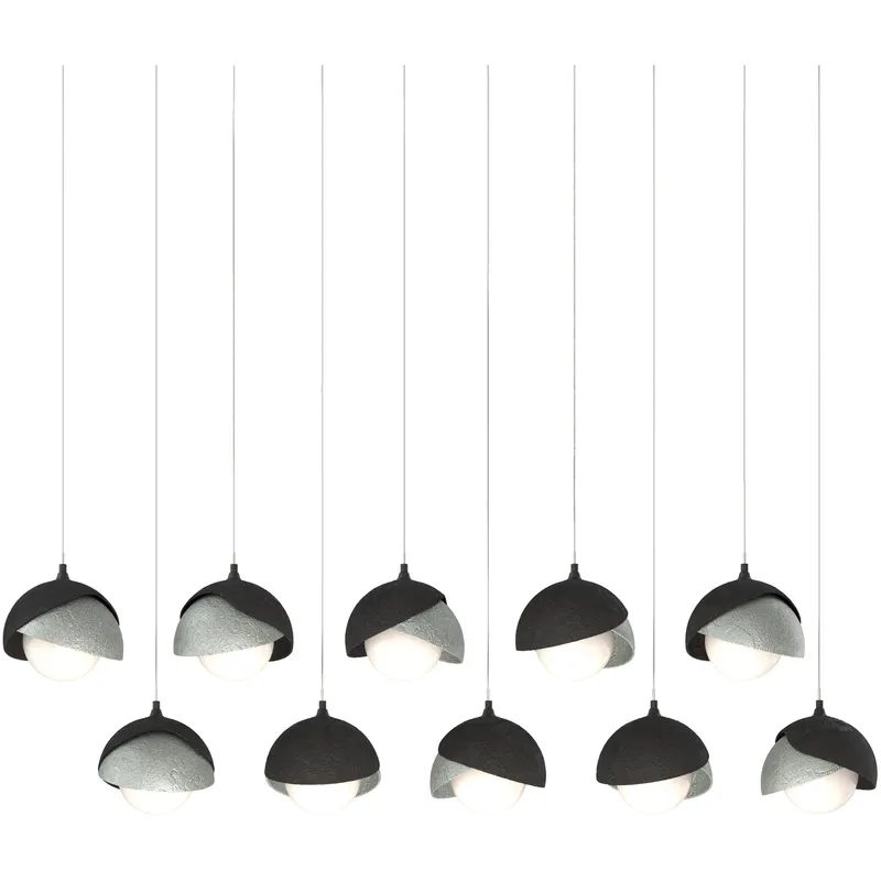 Brooklyn 10 Light 44.5 inch Black with Vintage Platinum Pendant Ceiling Light in Black/Vintage Platinum, Long