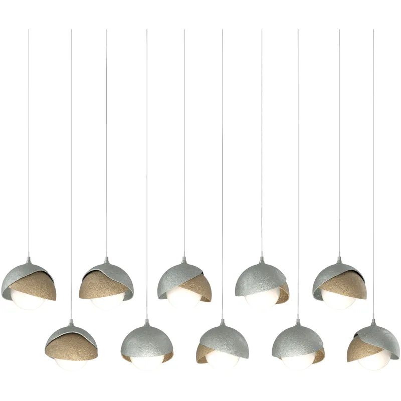 Brooklyn 10 Light 44.5 inch Vintage Platinum with Soft Gold Pendant Ceiling Light in Vintage Platinum/Soft Gold, Long