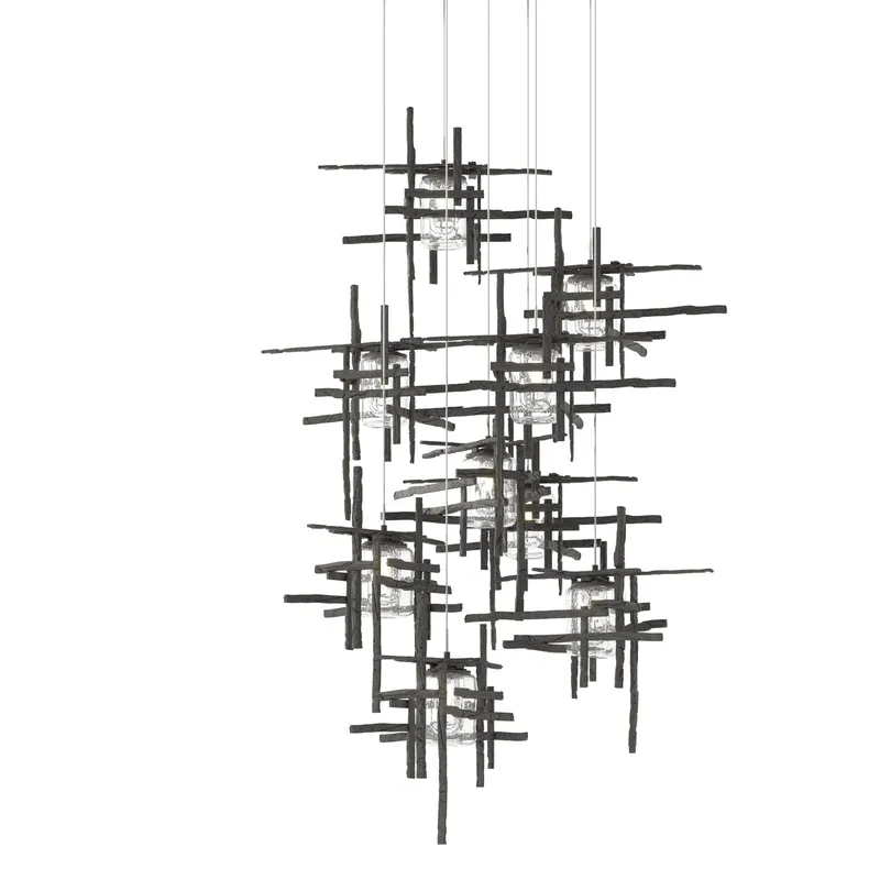 Tura 9 Light 29.6 inch Natural Iron Pendant Ceiling Light, Long