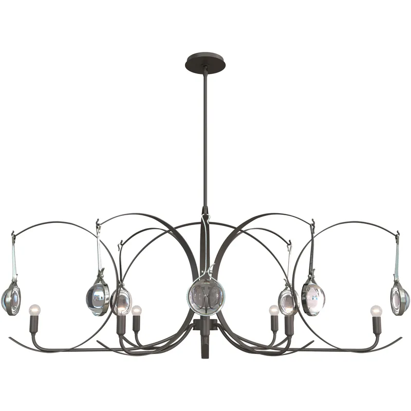 Optic 8 Light 50.6 inch Dark Smoke and Sterling Oval Pendant Ceiling Light in Dark Smoke/Sterling