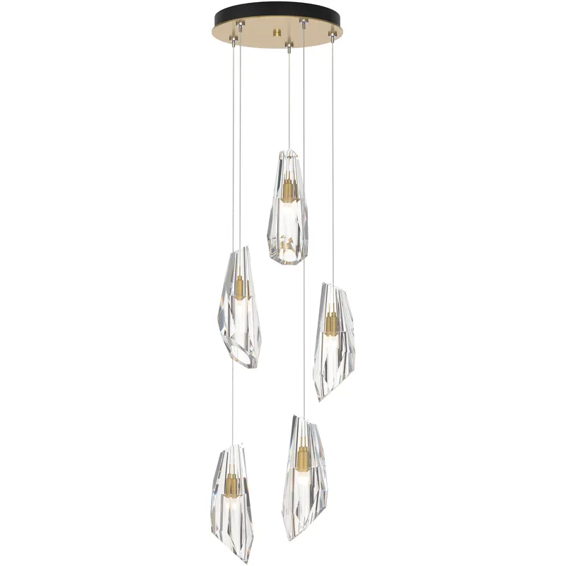 Luma 5 Light 14.5 inch Modern Brass Pendant Ceiling Light, Standard