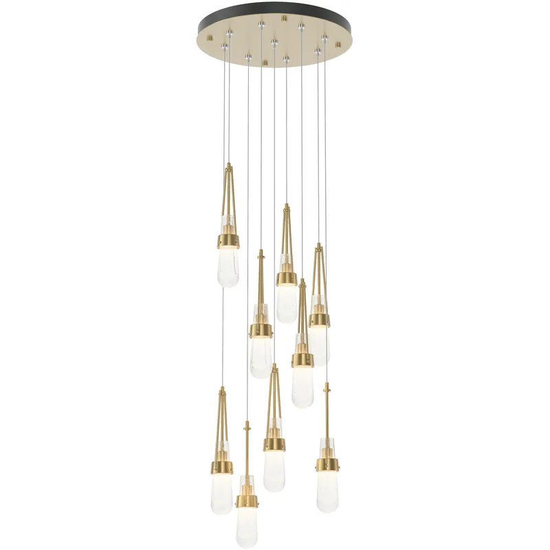 Link 9 Light 20.5 inch Modern Brass Pendant Ceiling Light in Clear Bubble, Standard