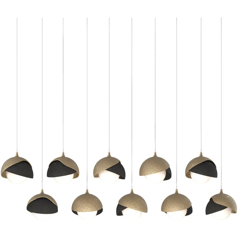 Brooklyn 10 Light 44.5 inch Soft Gold with Black Pendant Ceiling Light in Soft Gold/Black, Long