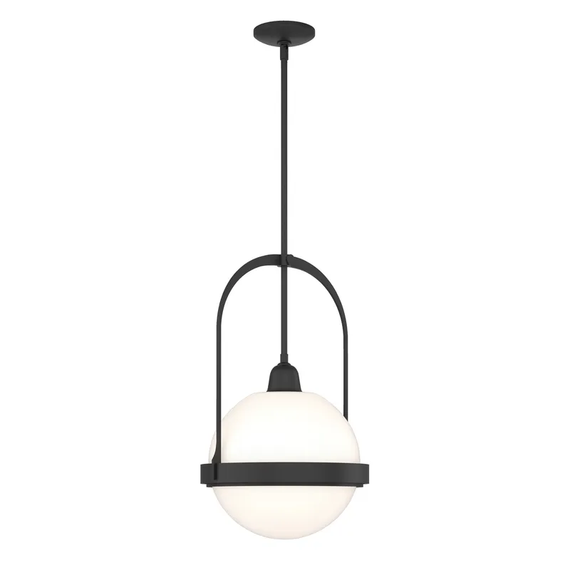 Atlas 1 Light 13.9 inch Black Pendant Ceiling Light in Opal