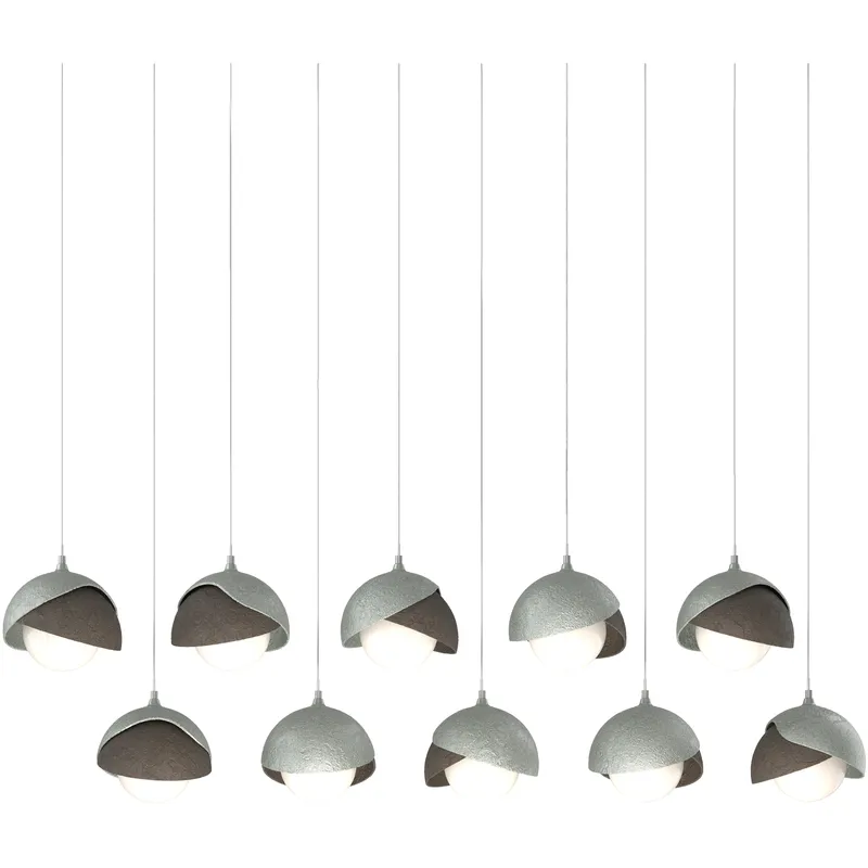 Brooklyn 10 Light 44.5 inch Vintage Platinum with Dark Smoke Pendant Ceiling Light in Vintage Platinum/Dark Smoke, Long