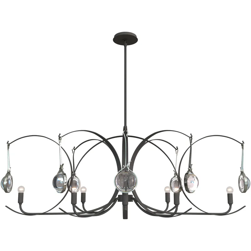 Optic 8 Light 50.6 inch Natural Iron and Sterling Oval Pendant Ceiling Light in Natural Iron/Sterling