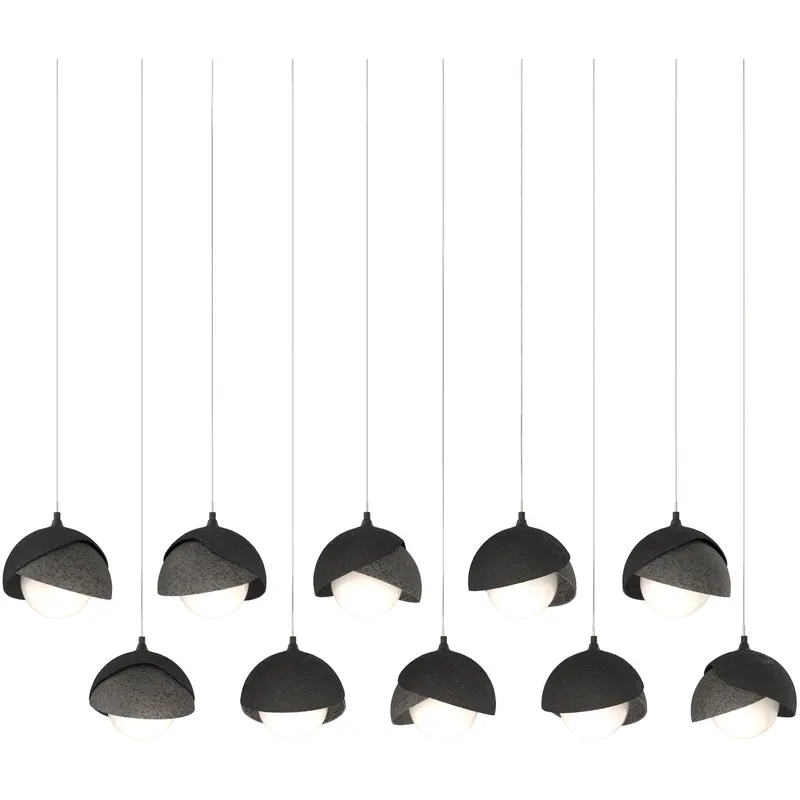 Brooklyn 10 Light 44.5 inch Black with Natural Iron Pendant Ceiling Light in Black/Natural Iron, Long