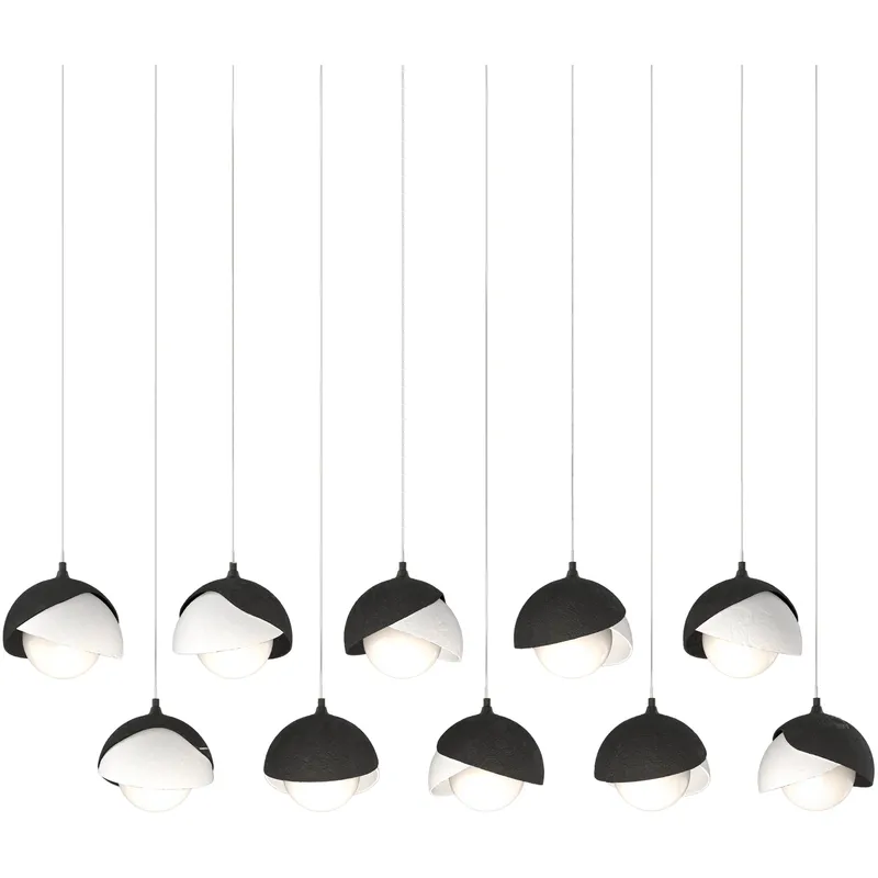 Brooklyn 10 Light 44.5 inch Black with White Pendant Ceiling Light in Black/White, Long